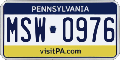 PA license plate MSW0976