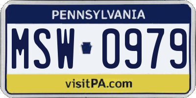 PA license plate MSW0979