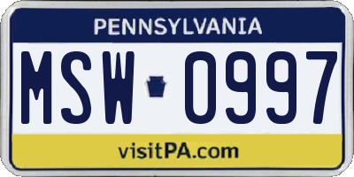 PA license plate MSW0997