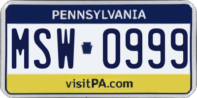 PA license plate MSW0999