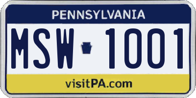 PA license plate MSW1001