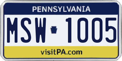PA license plate MSW1005