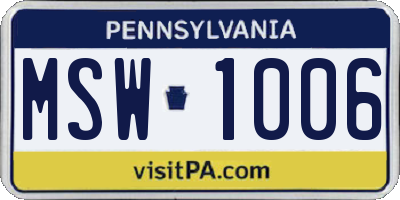 PA license plate MSW1006