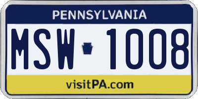 PA license plate MSW1008