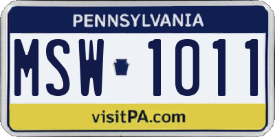 PA license plate MSW1011
