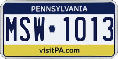 PA license plate MSW1013