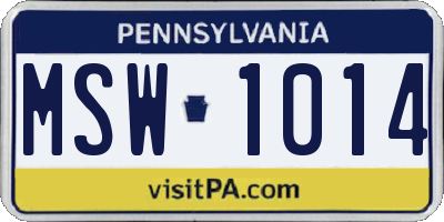 PA license plate MSW1014