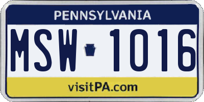 PA license plate MSW1016
