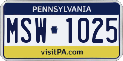 PA license plate MSW1025