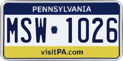 PA license plate MSW1026