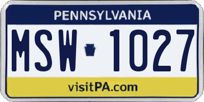 PA license plate MSW1027