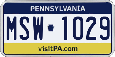 PA license plate MSW1029