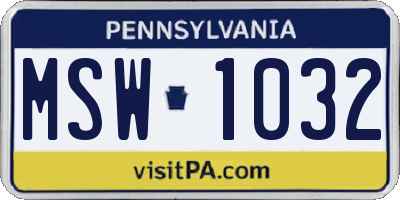 PA license plate MSW1032