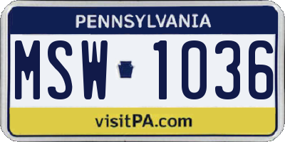 PA license plate MSW1036