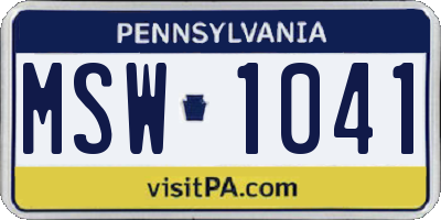 PA license plate MSW1041