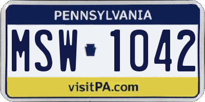 PA license plate MSW1042