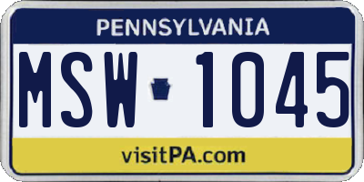 PA license plate MSW1045