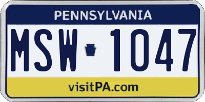 PA license plate MSW1047