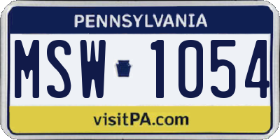 PA license plate MSW1054