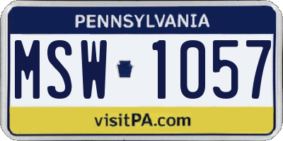 PA license plate MSW1057