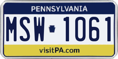 PA license plate MSW1061