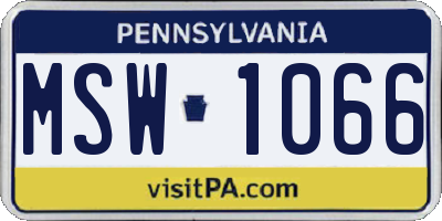 PA license plate MSW1066