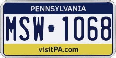 PA license plate MSW1068
