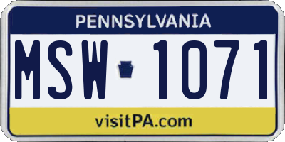 PA license plate MSW1071