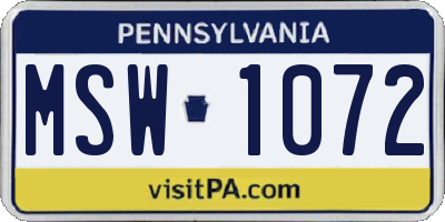 PA license plate MSW1072