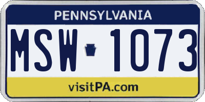 PA license plate MSW1073