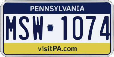 PA license plate MSW1074