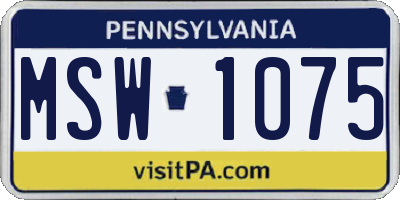 PA license plate MSW1075