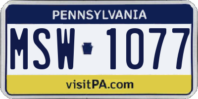 PA license plate MSW1077