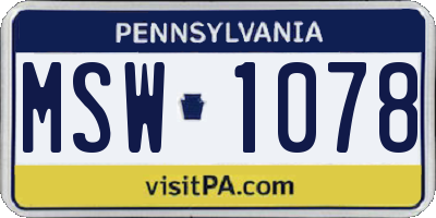 PA license plate MSW1078