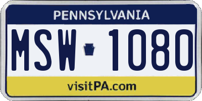 PA license plate MSW1080
