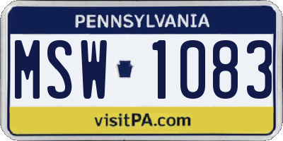 PA license plate MSW1083
