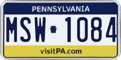 PA license plate MSW1084