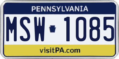 PA license plate MSW1085
