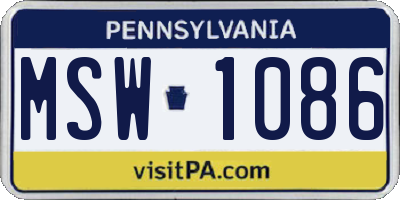 PA license plate MSW1086