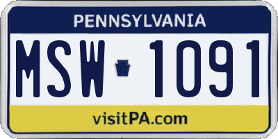 PA license plate MSW1091