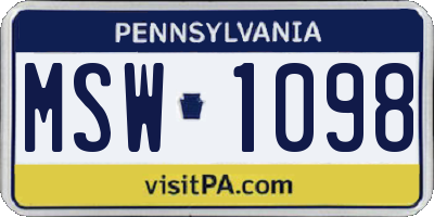 PA license plate MSW1098