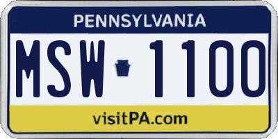 PA license plate MSW1100