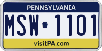 PA license plate MSW1101