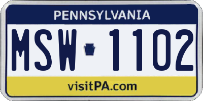 PA license plate MSW1102