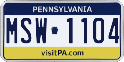 PA license plate MSW1104