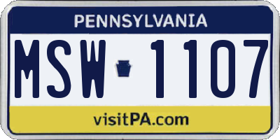 PA license plate MSW1107