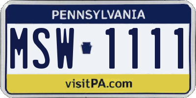 PA license plate MSW1111