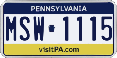 PA license plate MSW1115