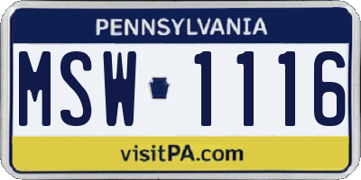 PA license plate MSW1116