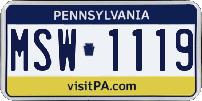 PA license plate MSW1119